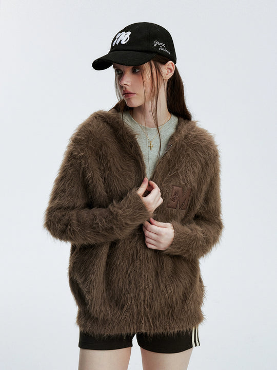 MEDM Mohair Hooded Zip Up Jacket | Face 3 Face