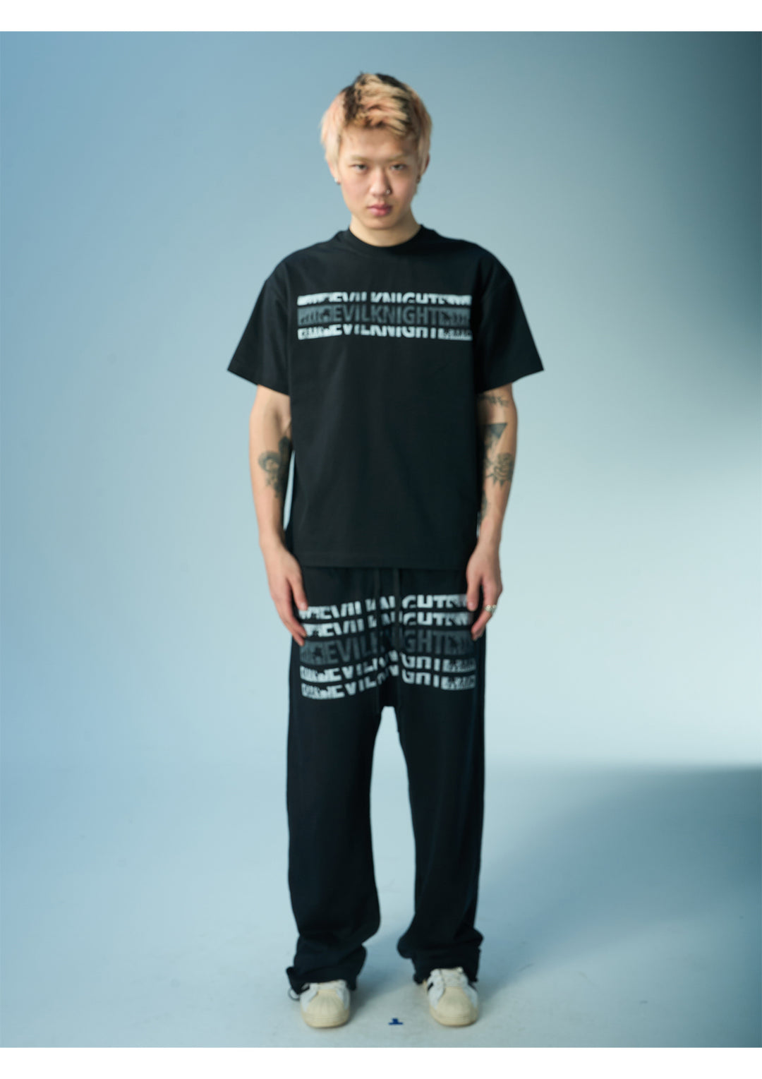 EVILKNIGHT(EK) Two-Tone Printed Baggy Sweatpants | Face 3 Face