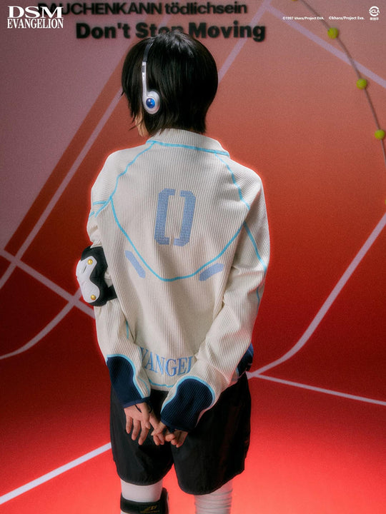 DSM x EVA Contrast Stitch Half Zip Waffle Long Sleeve Tee | Face 3 Face