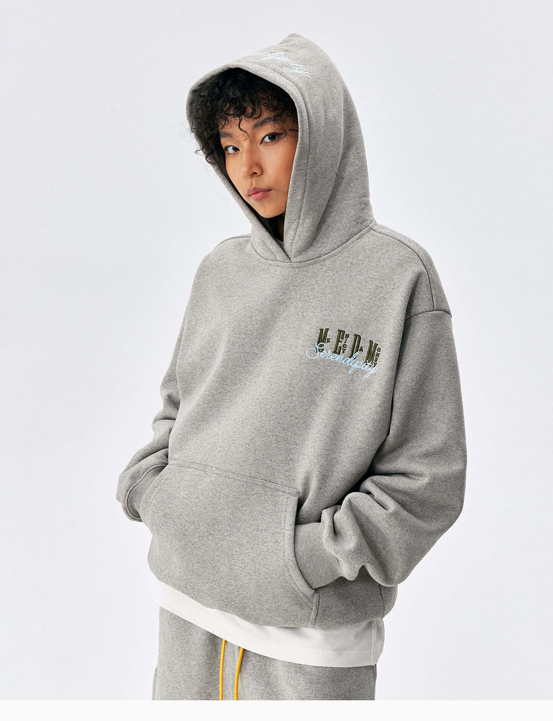 MEDM Basic One Point Embroidered Logo Oversized Hoodie | Face 3 Face