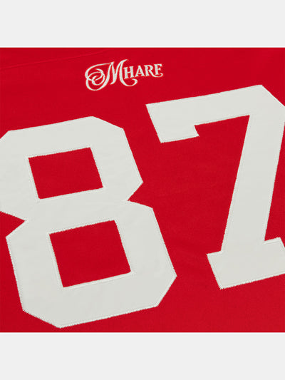 MHARF Red 87 Patch Embroidery Bar Stripe Hockey Jersey | Face 3 Face