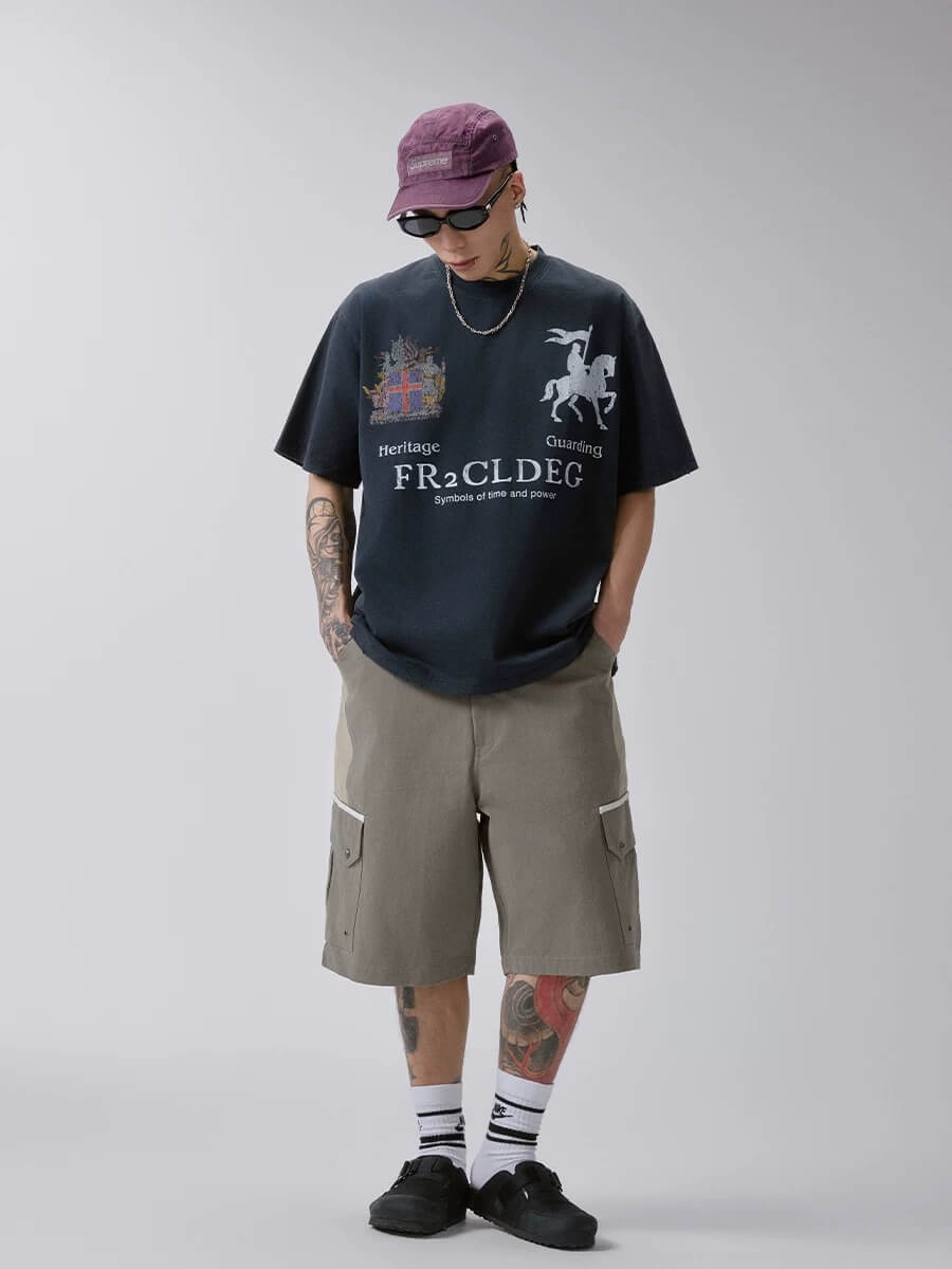 F2CE Heritage Crest Vintage Print Distressed Short Sleeve Tee | Face 3 Face