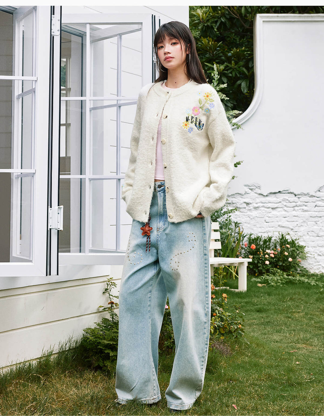 MEDM Floral Vine Embroidered Knit Cardigan | Face 3 Face