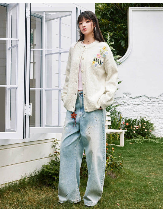 MEDM Floral Vine Embroidered Knit Cardigan | Face 3 Face