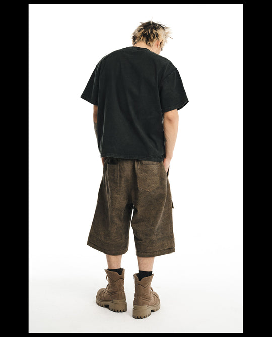 NOVACAM Baggy Washed Brown Utility Shorts | Face 3 Face