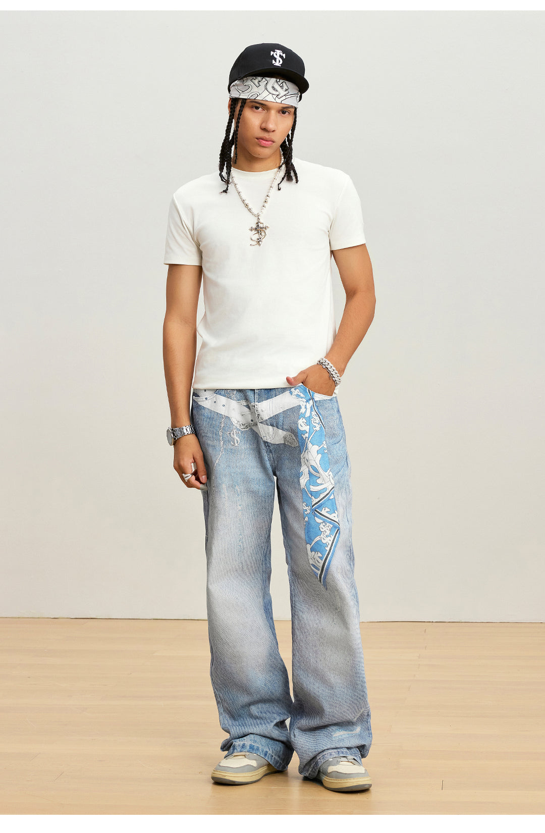 Small Town Kid Scarf Belt Chain 3D Printed Jeans | Face 3 Face