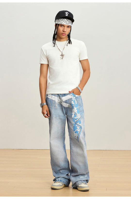 Small Town Kid Scarf Belt Chain 3D Printed Jeans | Face 3 Face