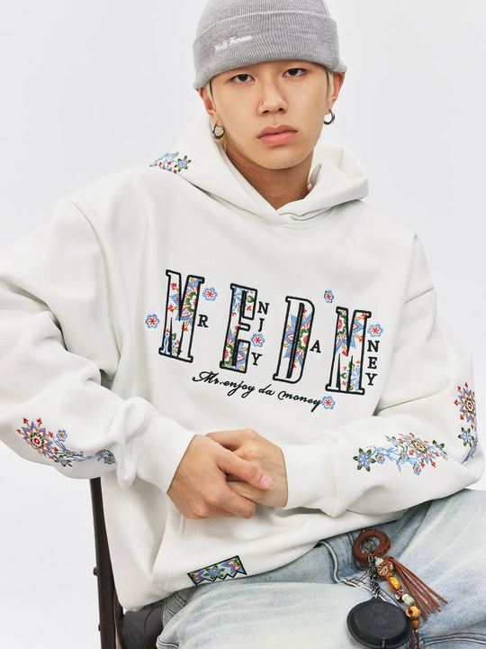 MEDM Ethnic Flower Embroidered Hoodie | Face 3 Face