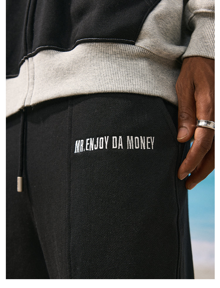 MEDM Stitched Pattern Embroidered Logo Sweatpants | Face 3 Face
