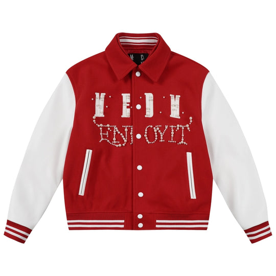 MEDM Pearl Logo Color Block Varsity Jacket | Face 3 Face