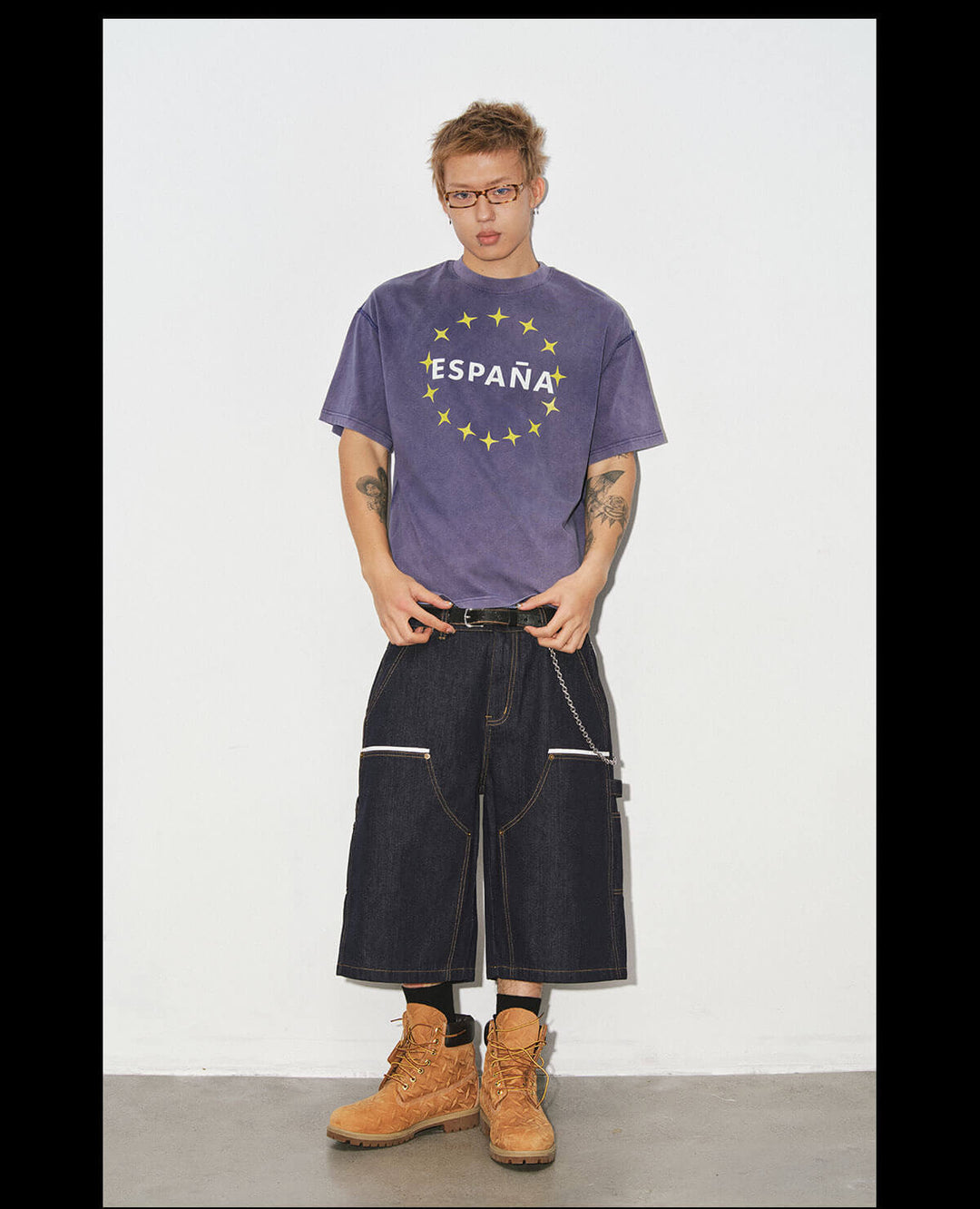 NOVACAM Vintage Washed Circle Star Print Short Sleeve Tee | Face 3 Face