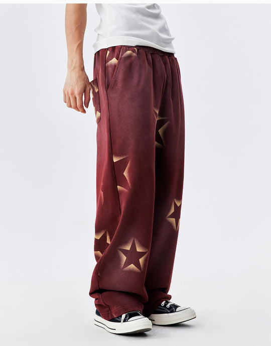 MEDM All Over Star Print Washed Sweatpants | Face 3 Face