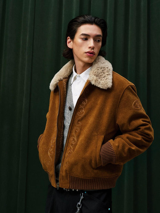 YADcrew Fur Collar Fleece Lined Bomber Jacket | Face 3 Face