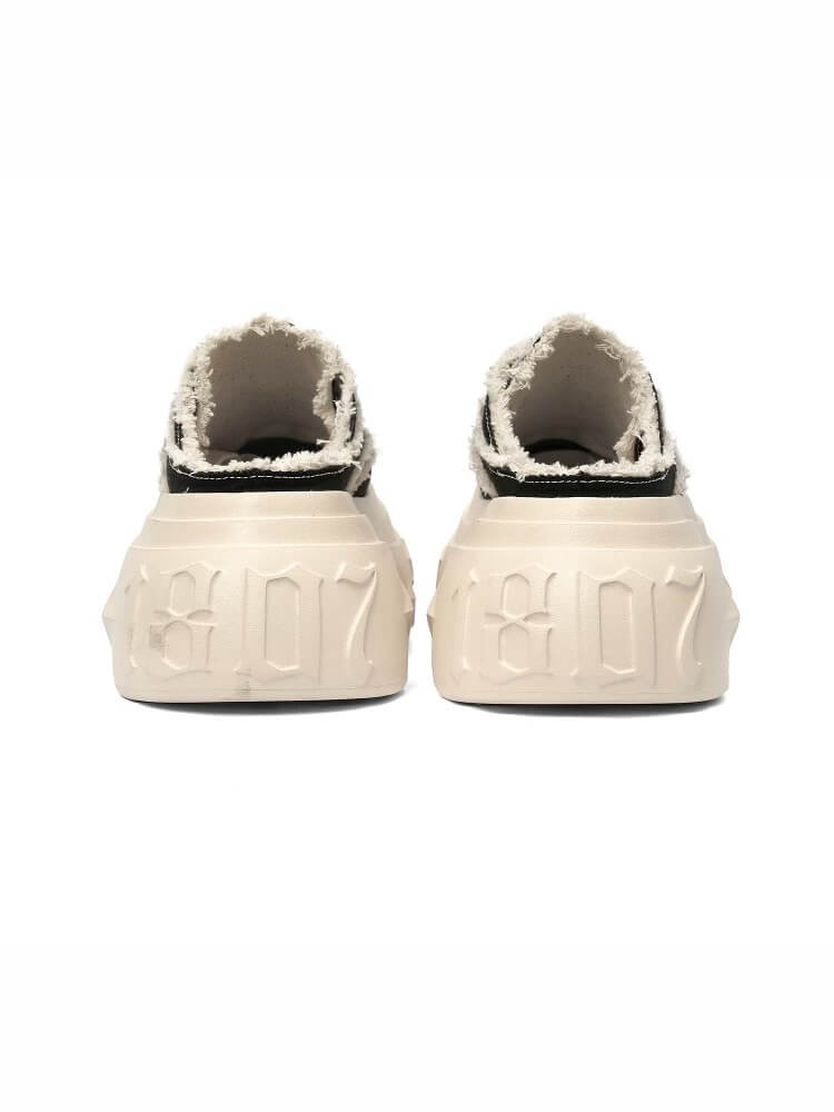 1807 INF-008 Gothic Lace Up Canvas Chunky Half Sneakers | Face 3 Face