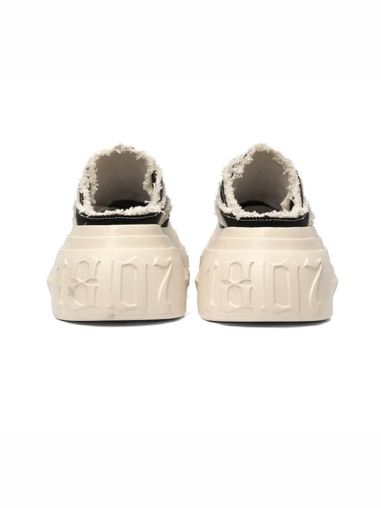 1807 INF-008 Gothic Lace Up Canvas Chunky Half Sneakers | Face 3 Face