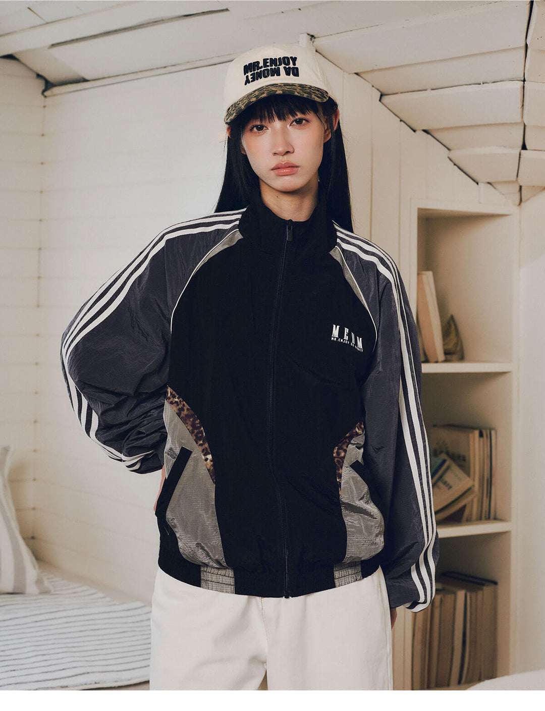 MEDM Leopard Print Color Block Track Jacket | Face 3 Face