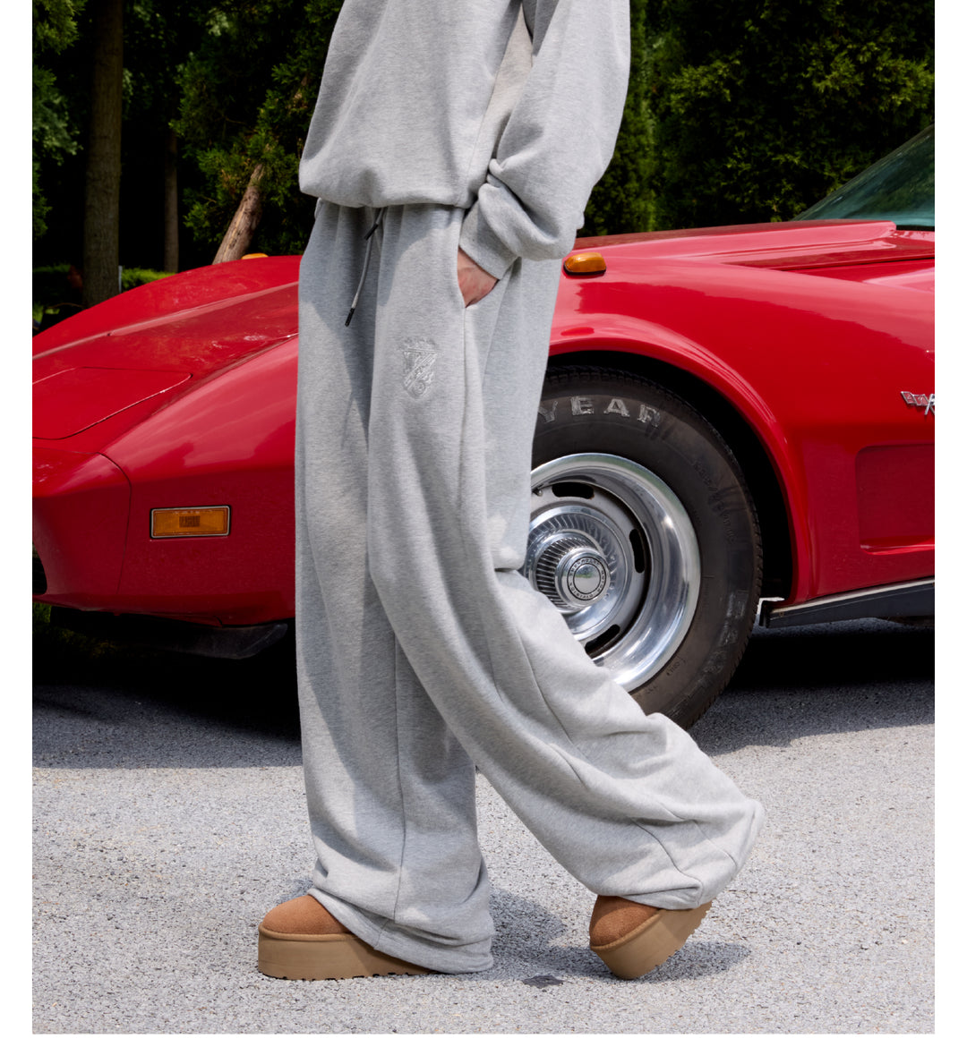 S45 Gray Embroidered Sweatpants | Face 3 Face