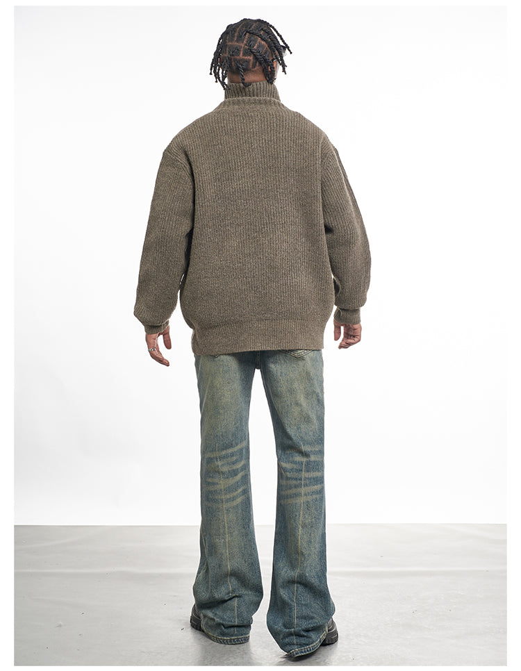 F3F Select High Neck Collar Button Knit Cardigan | Face 3 Face