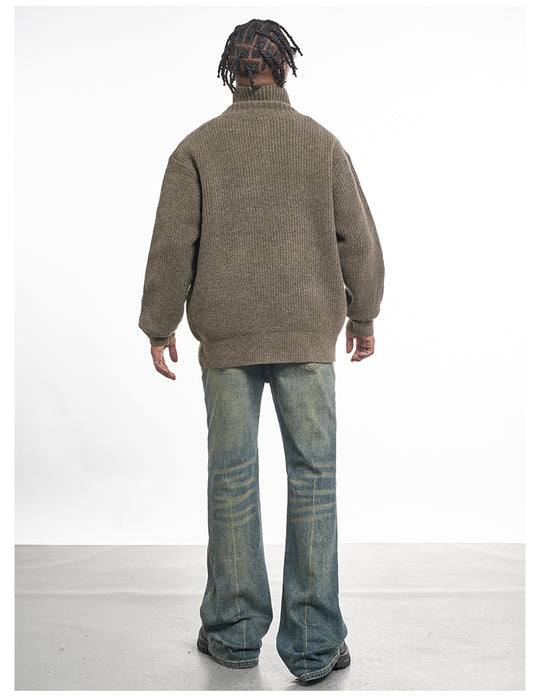 F3F Select High Neck Collar Button Knit Cardigan | Face 3 Face