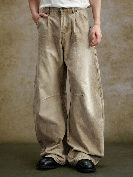 YADcrew Turquoise Studded Washed Tucked Painter Machete Jeans | Face 3 Face