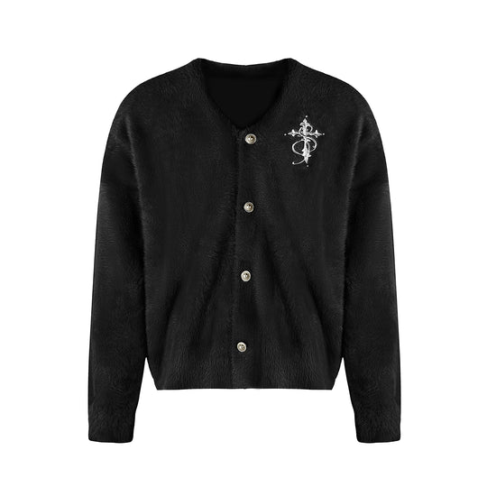 Small Town Kid Imitation Mink Pearl Button Knit Cardigan | Face 3 Face