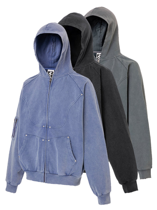 F2CE Old Studs Deconstruction Zipper Hoodie