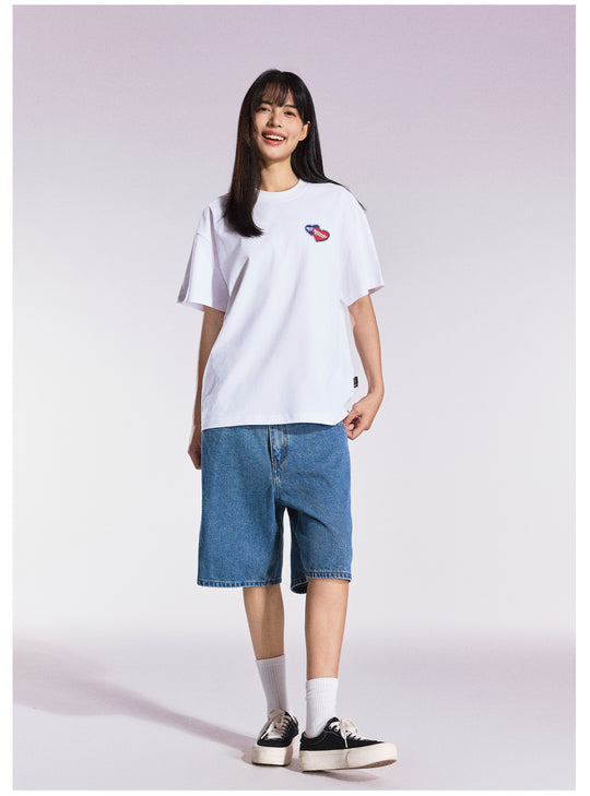 Remedy Blue and Red Love Heart Rhinestone Tee | Face 3 Face