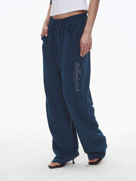 EXITMODE BY BLIND NO PLAN Dot Line Embroidered Baggy Sweatpants | Face 3 Face