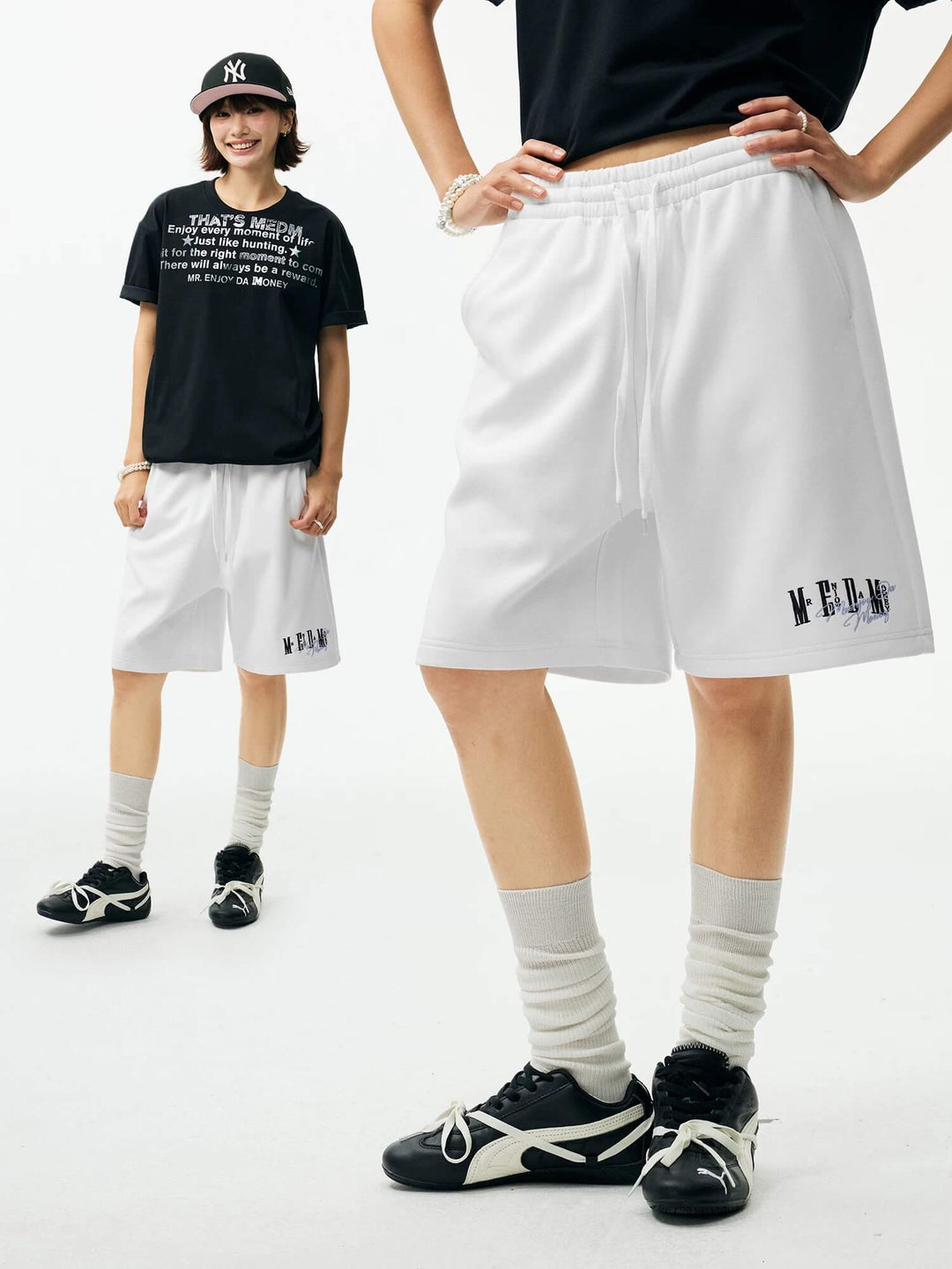 MEDM Colorful Logo Embroidered Sweat Shorts | Face 3 Face