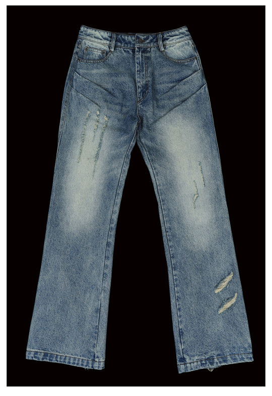 ANTIDOTE Destruction Scratches Washed Ice Blue Jeans | Face 3 Face