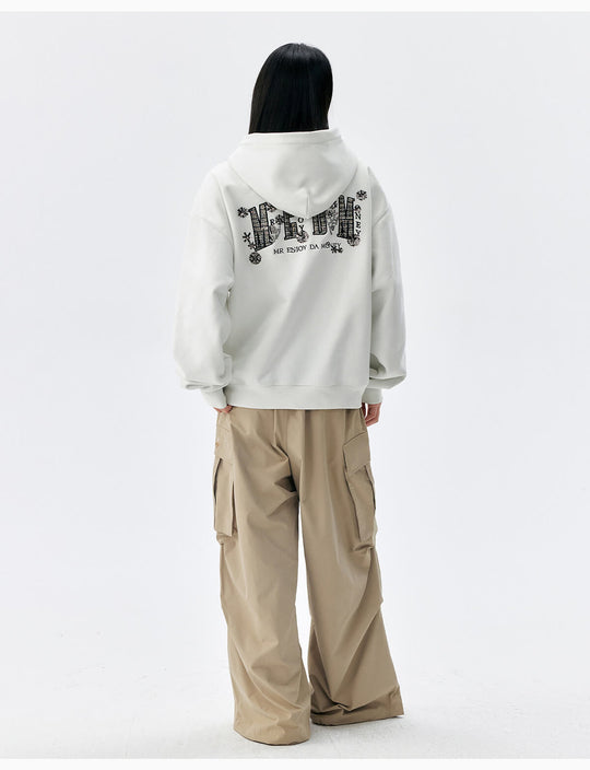 MEDM Beaded Flower Embellished Zip Up Hoodie | Face 3 Face