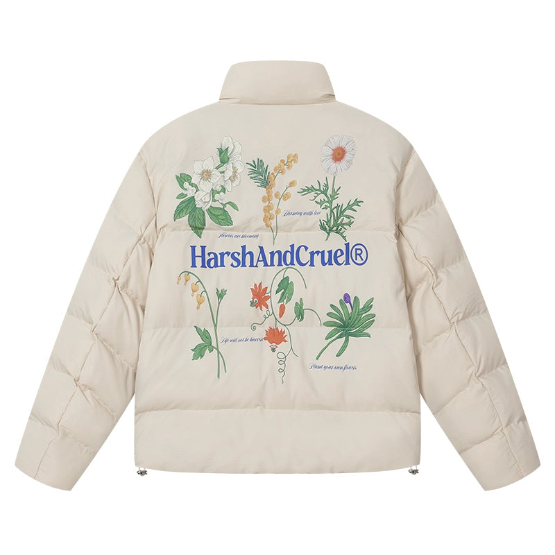 Harsh and Cruel Botanical Floral Digital Print Puffer Jacket | Face 3 Face