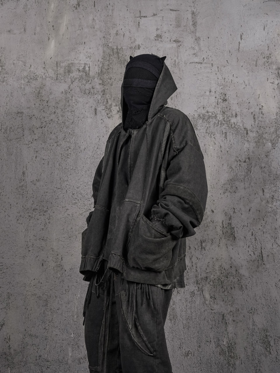 UNDERWATER Dirty Dyed Deconstructed Zip-Up Sweatshirt Jacket | Face 3 Face