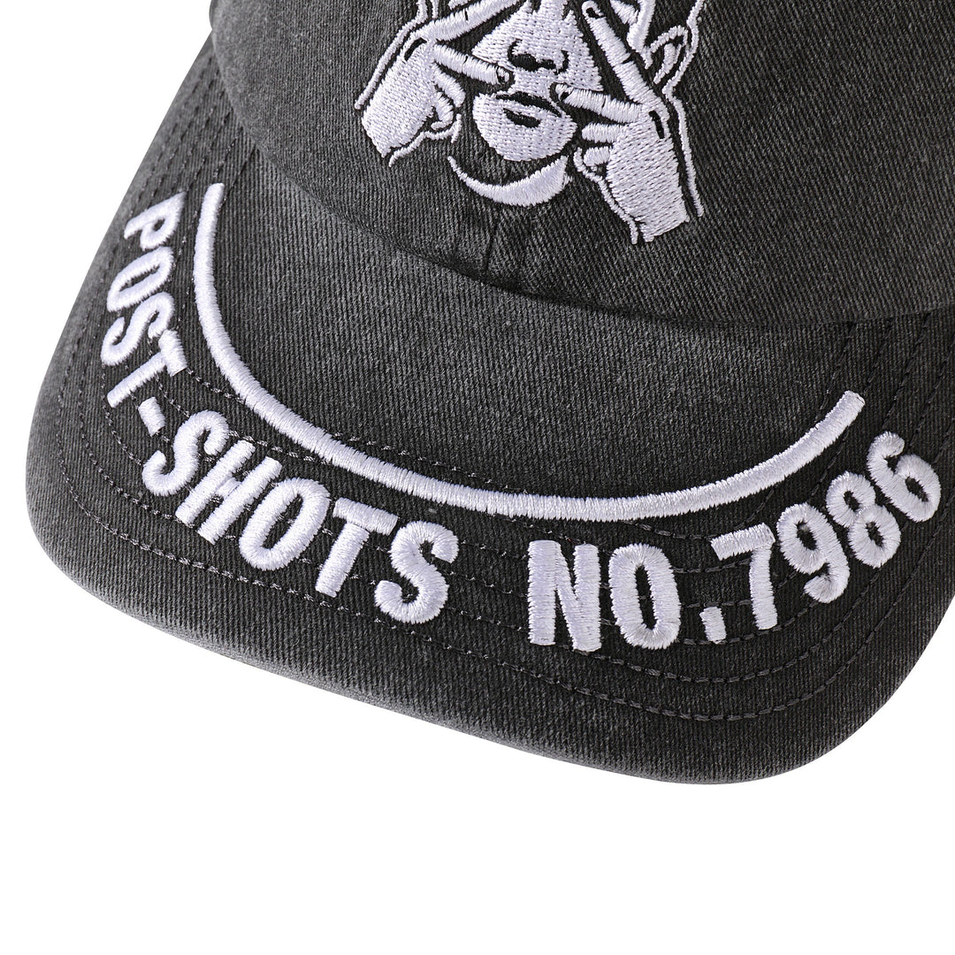 NOVACAM Washed Black Spoof Embroidery Dad Hat | Face 3 Face