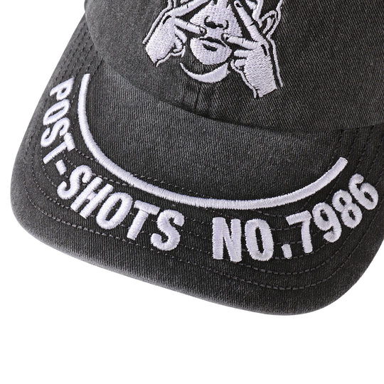 NOVACAM Washed Black Spoof Embroidery Dad Hat | Face 3 Face