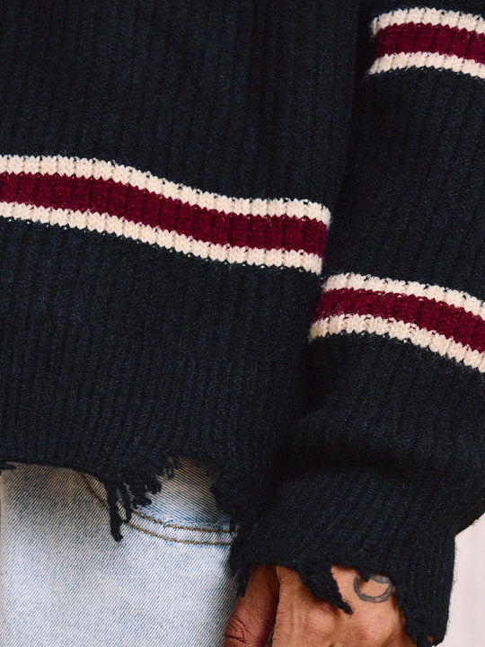 Remedy Striped Distressed Knit Sweater | Face 3 Face