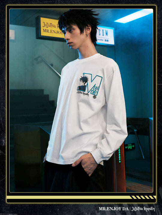 MEDM × Jujutsu Kaisen Big M Logo Character Print Embroidered Long Sleeve Tee | Face 3 Face