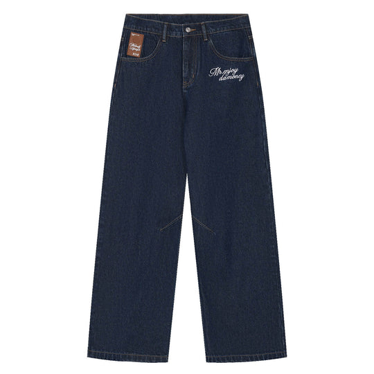 MEDM Leather Label Logo Embroidered Jeans | Face 3 Face