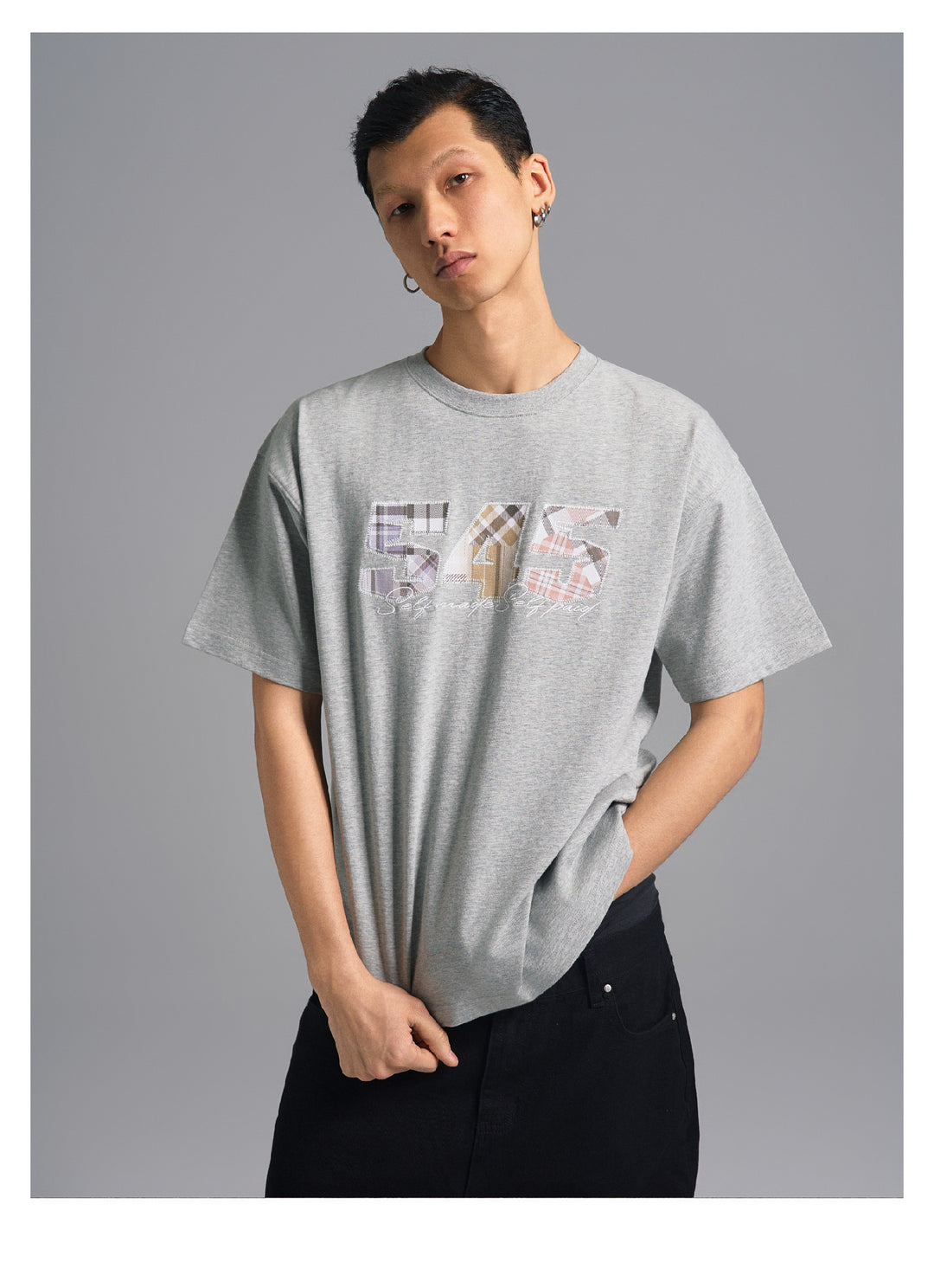 S45 Plaid Logo Patch Embroidery Tee | Face 3 Face