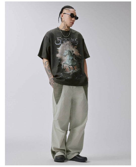 F2CE Skull War Horse Graphic Washed Distressed Short Sleeve Tee | Face 3 Face