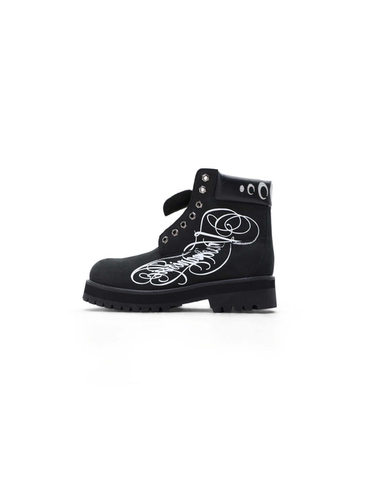 KARMANISTIC Nubuck Leather Embroidered Work Boots | Face 3 Face