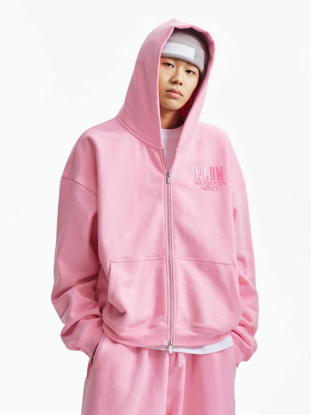 MEDM 3D Metallic Logo Zip Up Hoodie | Face 3 Face