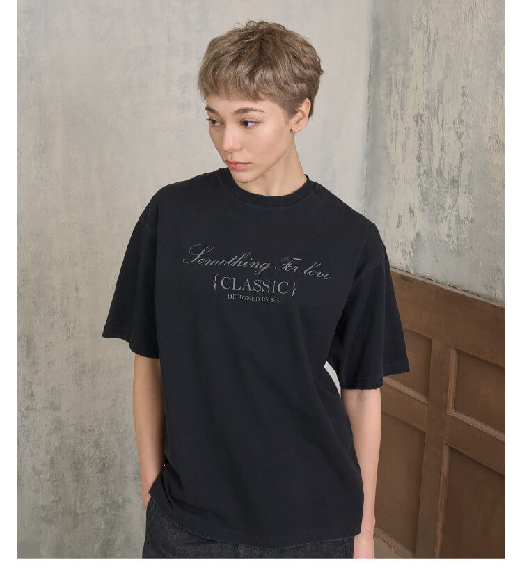 S45 Washed Distressed Letter Print Short Sleeve Tee