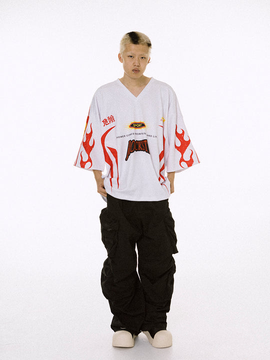 ROCKSTA Flame LOGO Printed Mesh Hockey Jersey | Face 3 Face