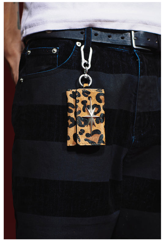 Remedy Metal Studded Keychain Coin Card Leather Wallet | Face 3 Face