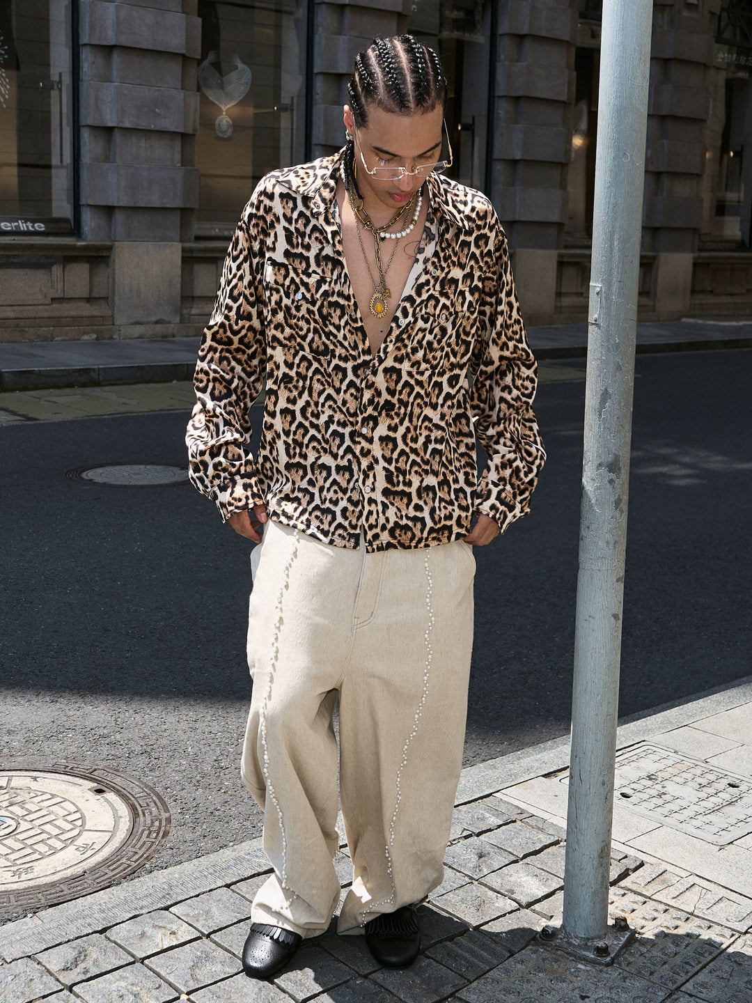 STEEPC Cotton Linen Blend Pearl Baggy Pants | Face 3 Face