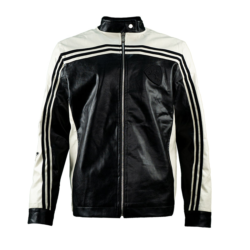 TGFCLUB Embroidered Slim Racing Leather Jacket | Face 3 Face