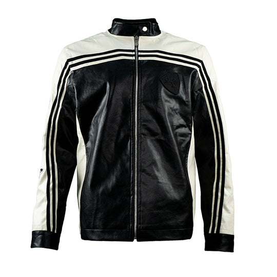 TGFCLUB Embroidered Slim Racing Leather Jacket | Face 3 Face