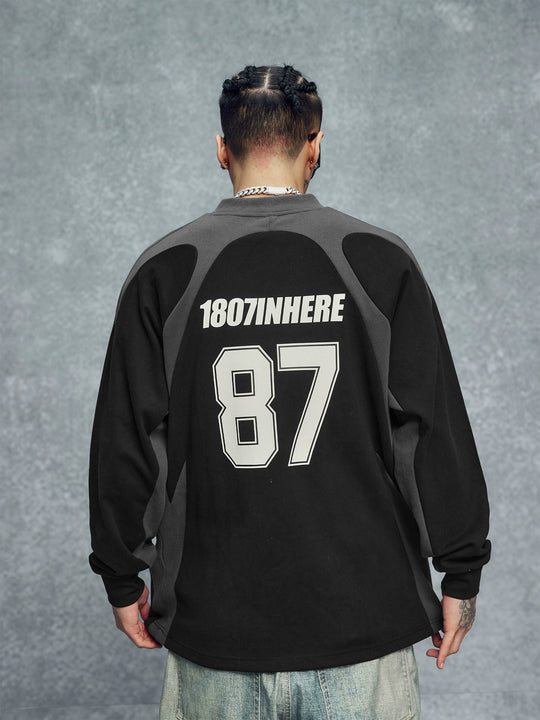 1807 Patchwork Number Sports Long Sleeve Tee | Face 3 Face