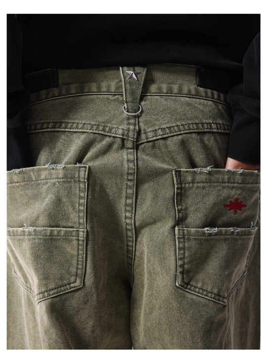 Remedy Washed Star Studs Work Jeans | Face 3 Face